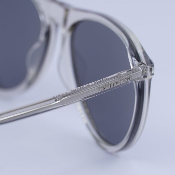Saint Laurent SL667 003 Sunglasses Transparent Beige Aviator Frame, Grey Lenses - Picture 10 of 11